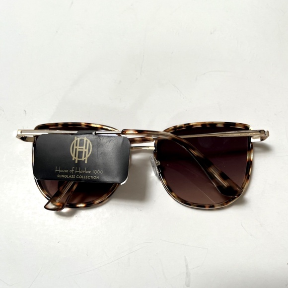 NWT Original HOUSE OF HARLOW Cat Eye  Sunglasses Tortoise Shell Brown Metal Thin - Picture 5 of 6